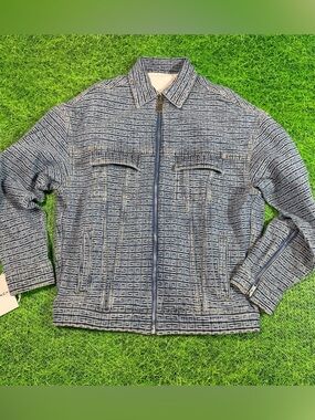 New With Tags GIVENCHY 4G Cotton Zip-Up Denim Jacket Light Blue Medium 22x28